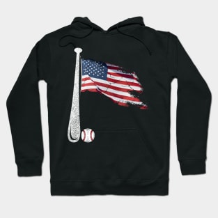 Vintage American Flag Baseball Men Boy Patriotic 4th Of July T-Shirt Hoodie